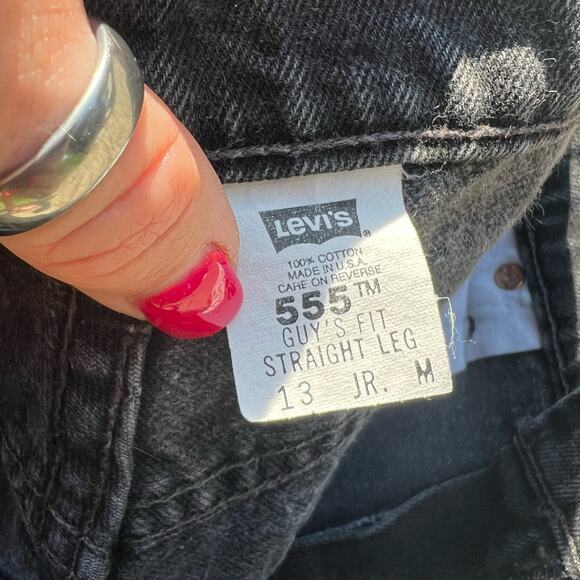 Ladies 90s Levi’s 555 black guys fit straight leg jeans 13 JR M Vintage - Picture 6 of 7